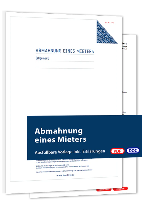 Abmahnung eines Mieters - Mustervorlage