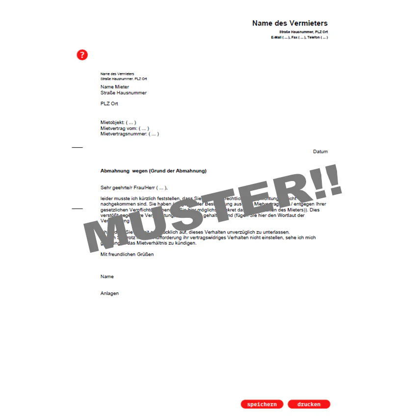 Abmahnung eines Mieters - Mustervorlage - Image 3