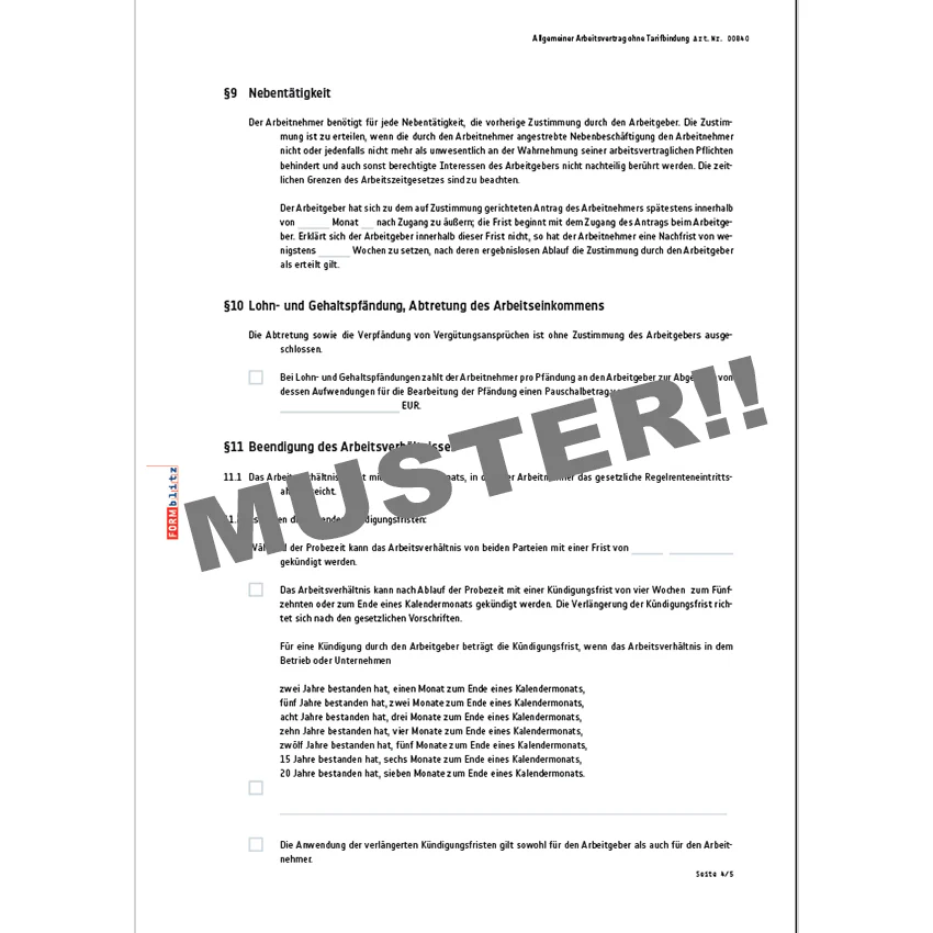 Allgemeiner Arbeitsvertrag - Mustervorlage - Image 4