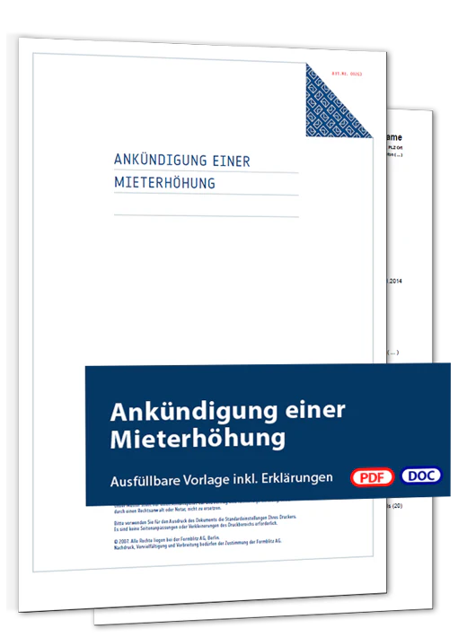 Ankündigung Mieterhöhung - Mustervorlage
