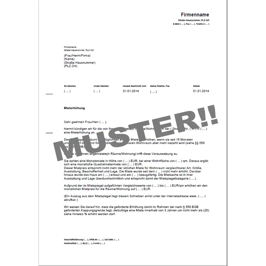 Ankündigung Mieterhöhung - Mustervorlage - Image 3