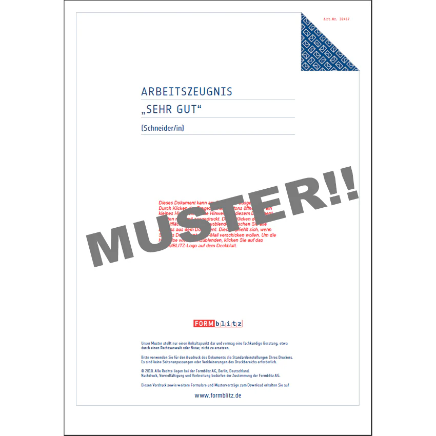 Arbeitszeugnis Note Eins - Mustervorlage - Image 3