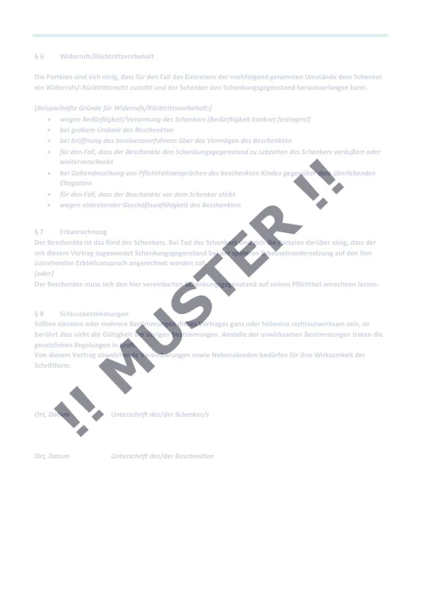 Einfacher Schenkungsvertrag 2025 Mustervorlage - Image 3