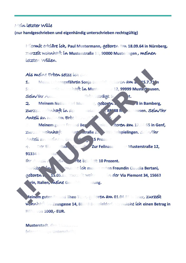 Einzel-Testament - Mustervorlage 2025 - Image 3