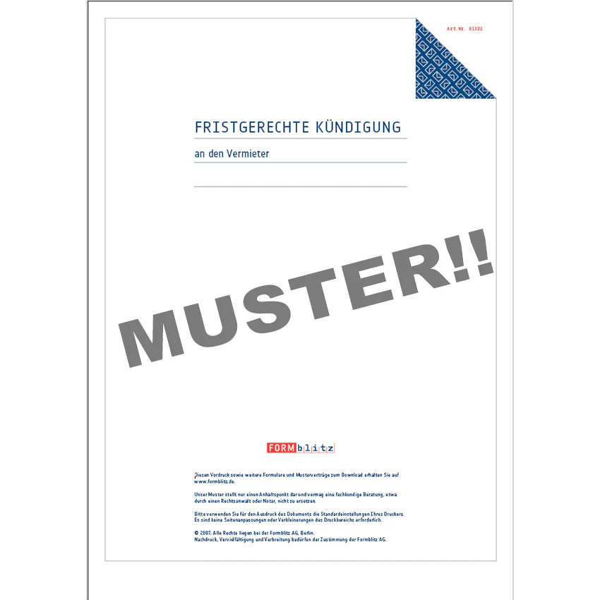 Fristgemäße Kündigung Mietvertrag durch Mieter - Mustervorlage - Image 3