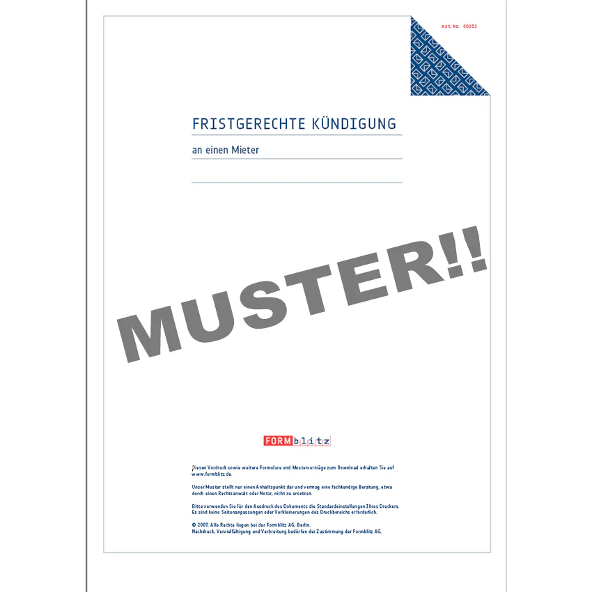 Fristgemäße Kündigung Mietvertrag durch Vermieter - Mustervorlage - Image 3