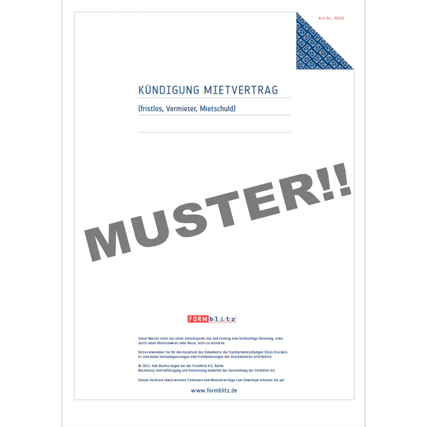 Fristlose Kündigung des Mietvertrags wegen Mietschuld - Mustervorlage - Image 3