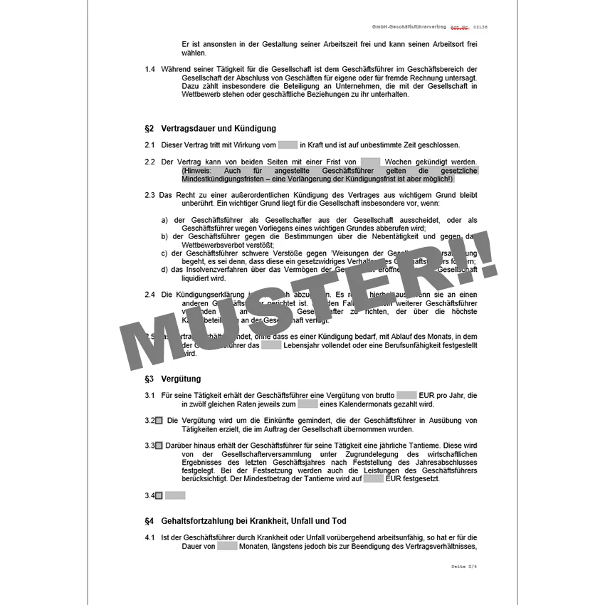 GmbH Geschäftsführervertrag - Mustervorlage - Image 4