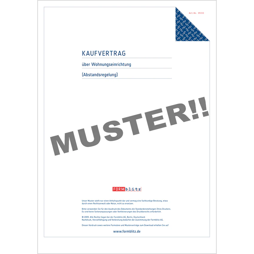 Kaufvertrag Wohnungseinrichtung - Mustervorlage - Image 3