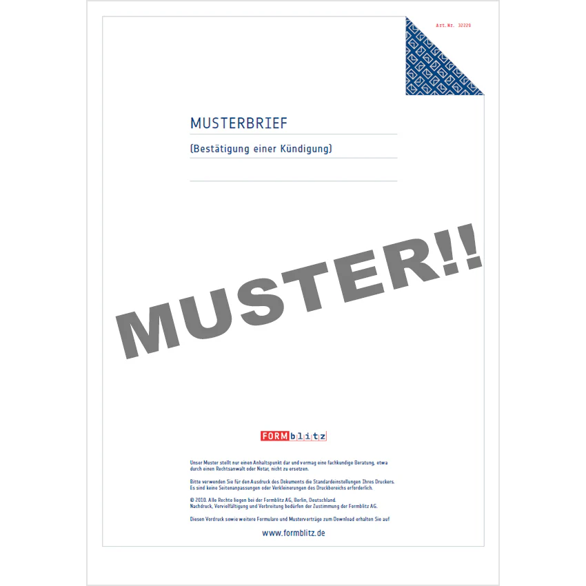 Kündigungsbestätigung - Mustervorlage - Image 3