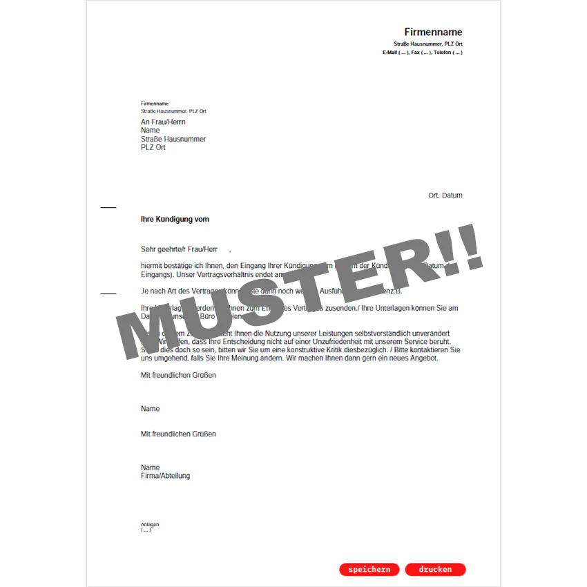 Kündigungsbestätigung - Mustervorlage - Image 4