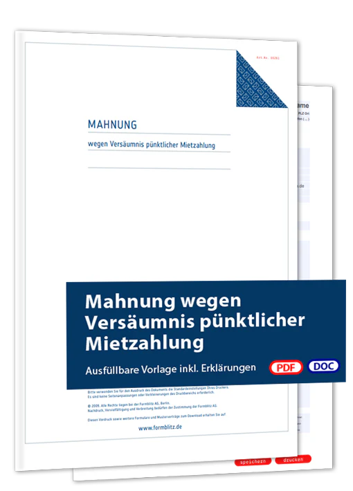 Mahnung wegen Versäumnis pünktlicher Mietzahlung - Mustervorlage