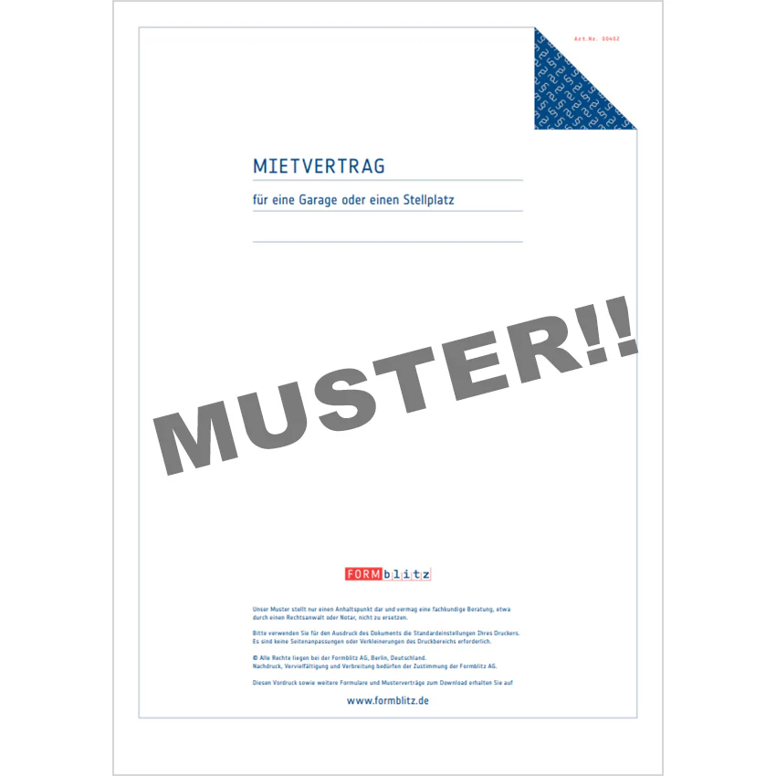 Mietvertrag für eine Garage und Stellplatz - Mustervorlage - Image 3