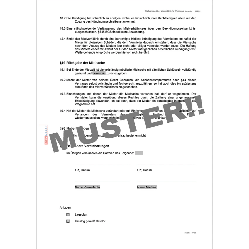 Mietvertrag möblierte Wohnung - Mustervorlage - Image 4