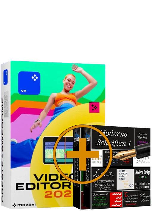 Movavi Video Editor 2025 + Moderne Schriften-Paket 1+2