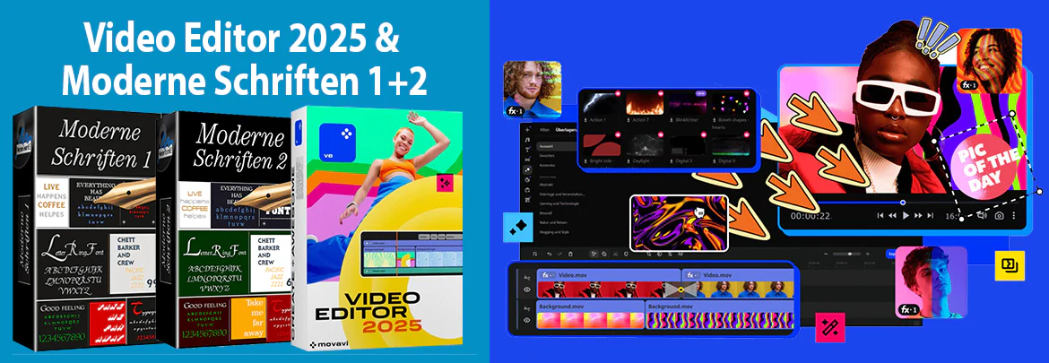 Movavi Video Editor 2025 + Moderne Schriften-Paket 1+2 - Image 2