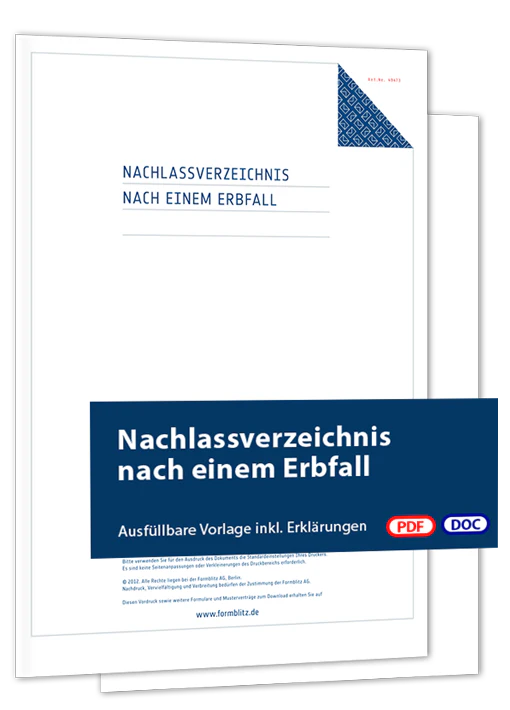 Nachlassverzeichnis nach einem Erbfall - Mustervorlage