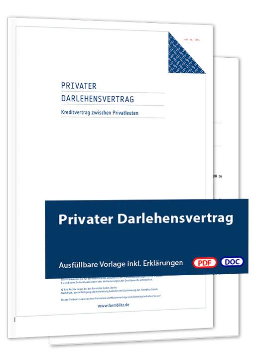 Privater Darlehensvertrag - Mustervorlage