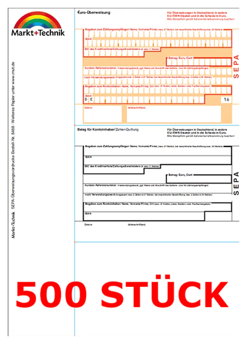 SEPA Überweisungsträger 500 Stück