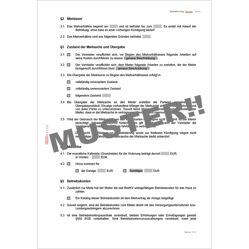 Zeitmietvertrag - Mustervorlage - Image 4